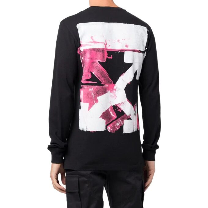 Off-White Herr SS22 T-shirt med pilmönster, långärmad, svart