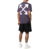 Off-White Herr SS22 T-shirt med pilmönster, rund hals, korta ärmar och lös passform, lila