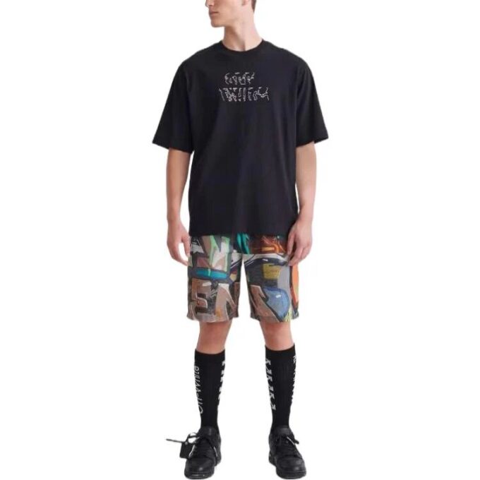 Off-White Herr SS22 T-shirt med pilmönster, rund hals, korta ärmar och lös passform, svart