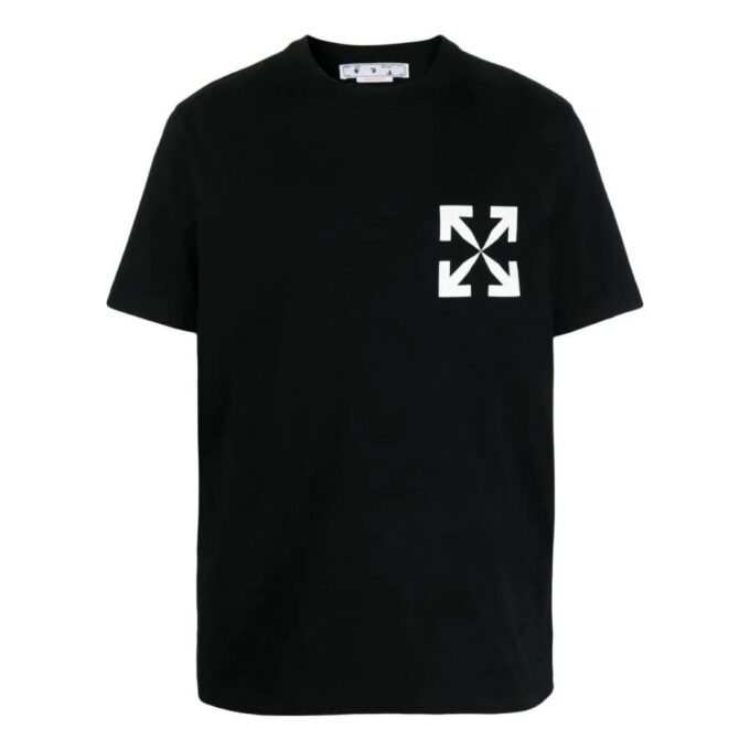 Off-White Herr SS22 T-shirt med piltryck, kortärmad, svart