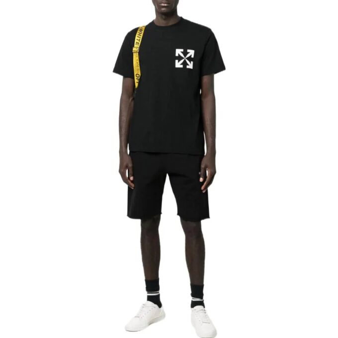 Off-White Herr SS22 T-shirt med piltryck, kortärmad, svart