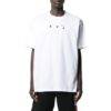 Off-White Herr SS22 T-shirt med tryck på bröstet, rund hals, kortärmad, vit T-shirt med shorts