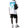 Off-White Herr SS22 T-shirt med tryck på bröstet, rund hals, kortärmad, vit T-shirt med shorts