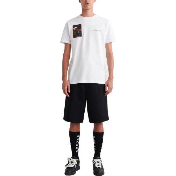 Off-White Herr SS22 Tryck på ryggen Rund hals Kortärmad Vit T-shirt