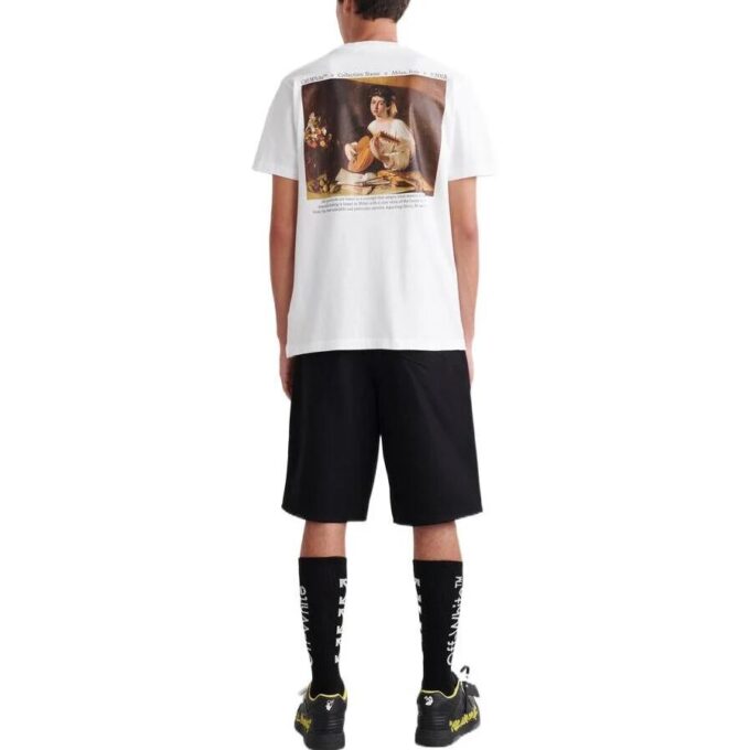 Off-White Herr SS22 Tryck på ryggen Rund hals Kortärmad Vit T-shirt