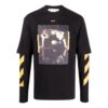 Off-White Herr SS22 Tryckt rundhalsad långärmad T-shirt i svart