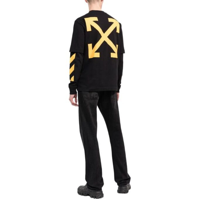 Off-White Herr SS22 Tryckt rundhalsad långärmad T-shirt i svart
