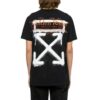Off-White Herr-T-shirt i bomull med alfabettryck och pil på ryggen, kortärmad, svart
