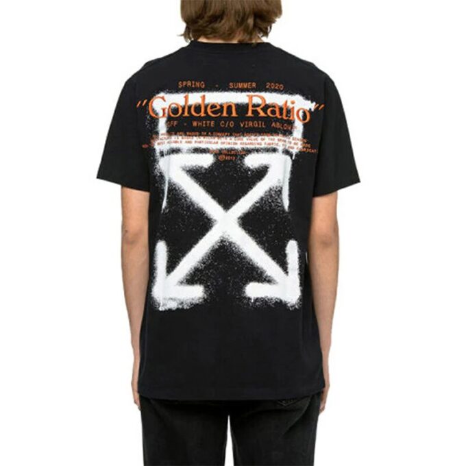 Off-White Herr-T-shirt i bomull med alfabettryck och pil på ryggen, kortärmad, svart