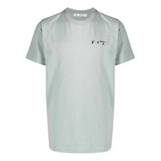 Off-White Herr-T-shirt i bomull med broderad logotyp, kortärmad, grön