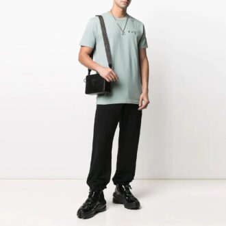 Off-White Herr-T-shirt i bomull med broderad logotyp, kortärmad, grön