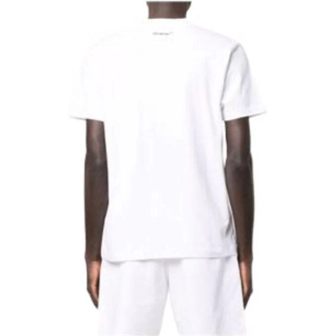 Off-White Herr-T-shirt i bomull med pilmönster och korta ärmar, vit