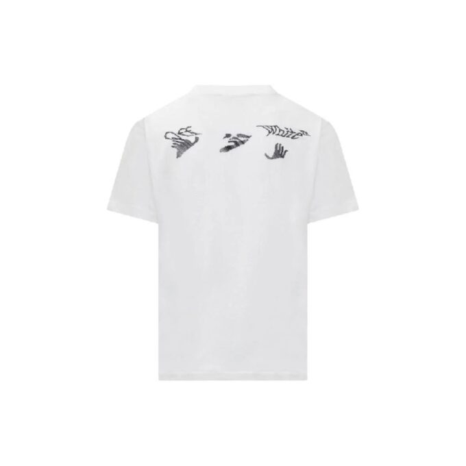 Off-White Herr-T-shirt i bomull med tryck, kortärmad, vit