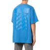Off-White Herr T-shirt i enfärgat blått med stort logo-tryck, rund hals och korta ärmar