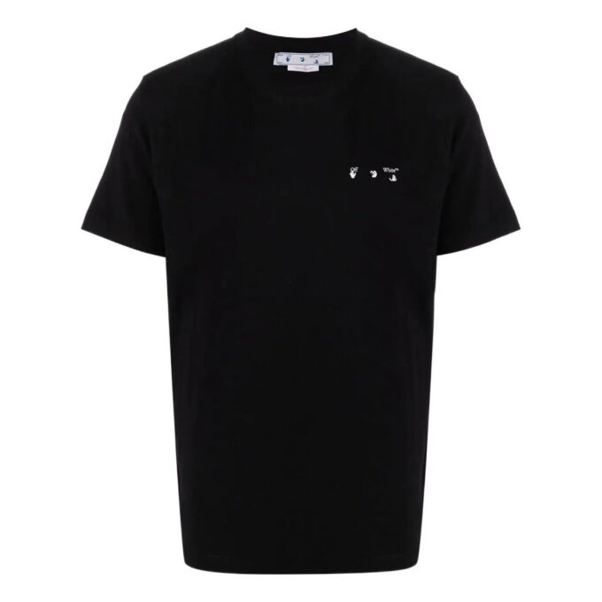 Off-White Herr T-shirt i enfärgat Caravaggio Arrow med korta ärmar, svart