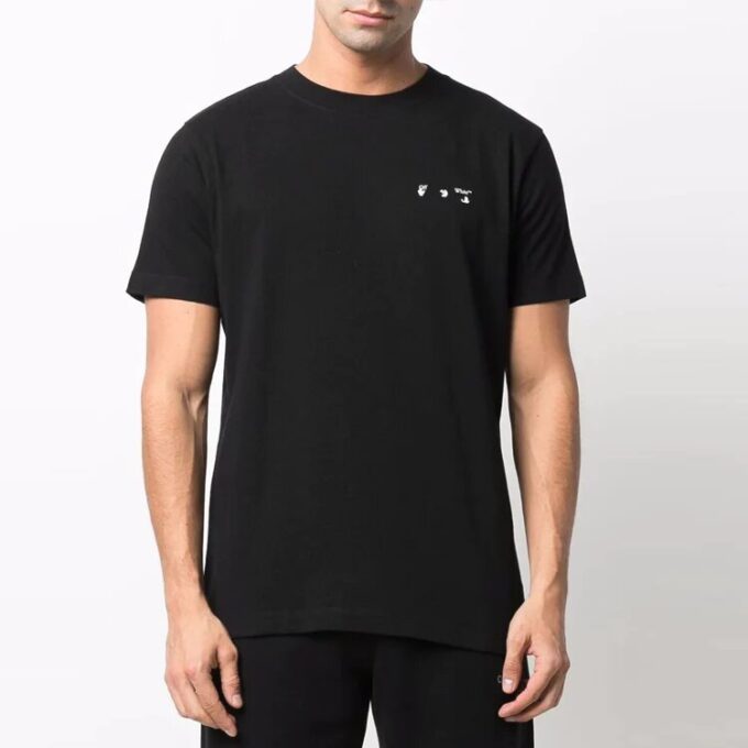 Off-White Herr T-shirt i enfärgat Caravaggio Arrow med korta ärmar, svart