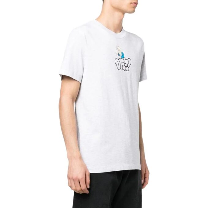 Off-White Herr T-shirt i enfärgat med logotryck, kortärmad, vit