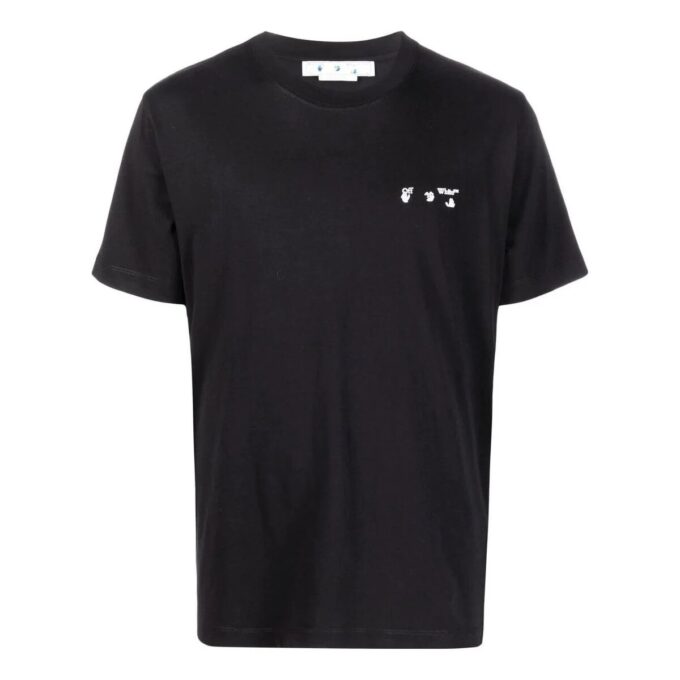 Off-White Herr T-shirt i enfärgat svart med rund hals och korta ärmar