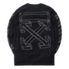 Off-White Herr-T-shirt med 3D-tryck, utskuren pil och långa ärmar i svart