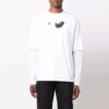 Off-White Herr-T-shirt med Arrows-mönster, dubbla lager, långa ärmar och lös passform, vit