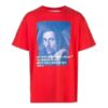 Off-White Herr-T-shirt med Bernini-logotyp, korta ärmar och lös passform, röd