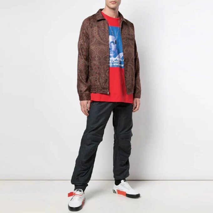 Off-White Herr-T-shirt med Bernini-logotyp, korta ärmar och lös passform, röd
