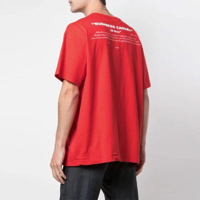 Off-White Herr-T-shirt med Bernini-logotyp, korta ärmar och lös passform, röd