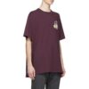 Off-White Herr-T-shirt med bronserad pil, gummiband och lapp, kortärmad, lila T-shirt