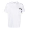 Off-White Herr-T-shirt med bröstremsa, ficka, rund hals och korta ärmar