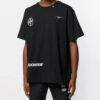 Off-White Herr-T-shirt med graffiti- och Arrows-mönster, korta ärmar och lös passform, svart