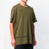 Off-White Herr-T-shirt med graffiti-pilmönster, korta ärmar och lös passform i militärgrönt