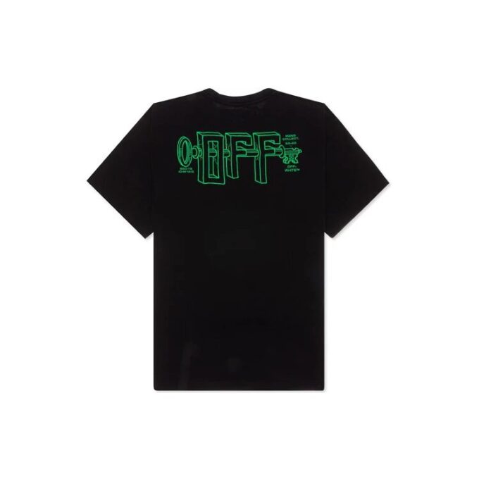 Off-White Herr-T-shirt med kort ärm i lös passform, svart, med broderat C/O VIRGIL ABLOH-tryck