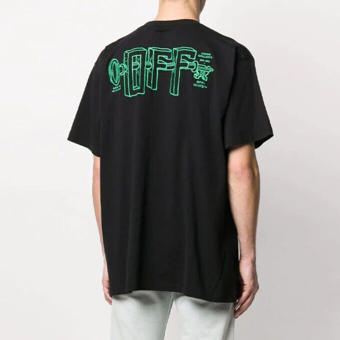 Off-White Herr-T-shirt med kort ärm i lös passform, svart, med broderat C/O VIRGIL ABLOH-tryck