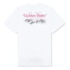 Off-White Herr-T-shirt med kort ärm i vitt med tryck i gult guld i Golden Ratio