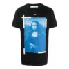 Off-White Herr-T-shirt med kort ärm och Mona Lisa-porträtt, vanlig version, svart
