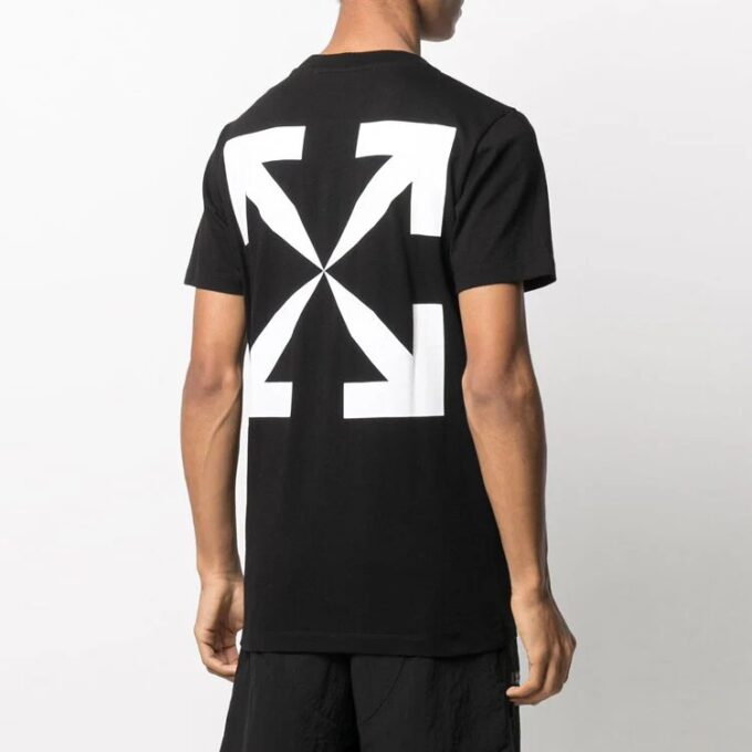 Off-White Herr-T-shirt med kort ärm och Mona Lisa-porträtt, vanlig version, svart
