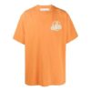 Off-White Herr-T-shirt med korta ärmar, bronsfärgad pil, gummiband och patch