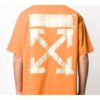 Off-White Herr-T-shirt med korta ärmar, bronsfärgad pil, gummiband och patch