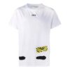 Off-White Herr-T-shirt med korta ärmar i vitt med C/O VIRGIL ABLOH-tryck i form av tigriga ränder och stänk av bläck