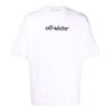 Off-White Herr-T-shirt med logotryck, kortärmad, lös passform, vit