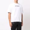 Off-White Herr-T-shirt med logotryck, kortärmad, lös passform, vit