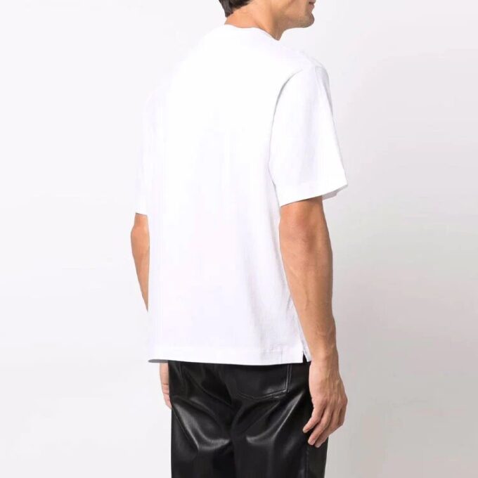 Off-White Herr-T-shirt med logotryck, kortärmad, lös passform, vit