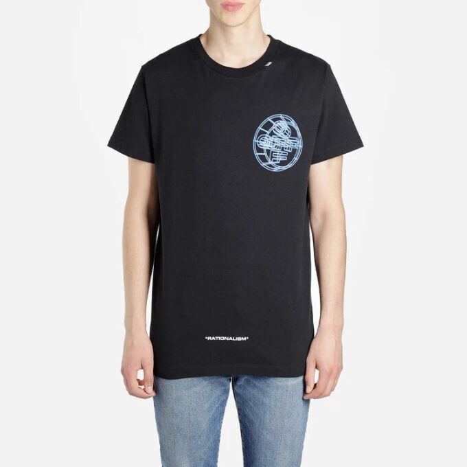 Off-White Herr-T-shirt med logotryck, kortärmad, svart Short