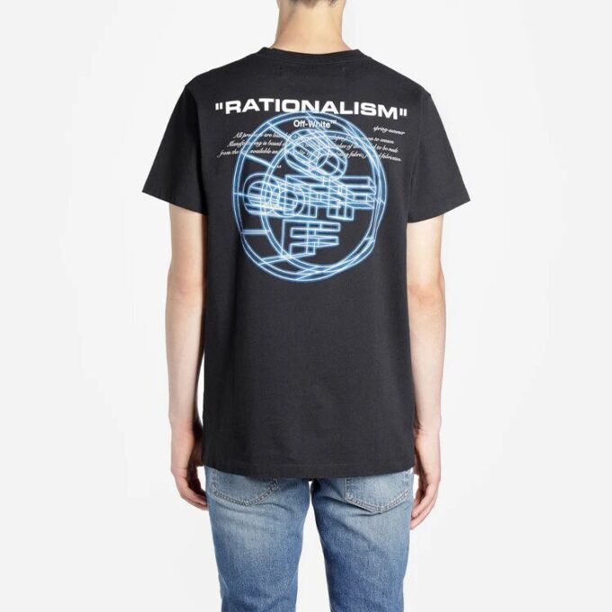 Off-White Herr-T-shirt med logotryck, kortärmad, svart Short