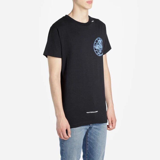 Off-White Herr-T-shirt med logotryck, kortärmad, svart Short