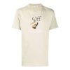 Off-White Herr-T-shirt med logotryck, rund hals och korta ärmar, ljusbrun