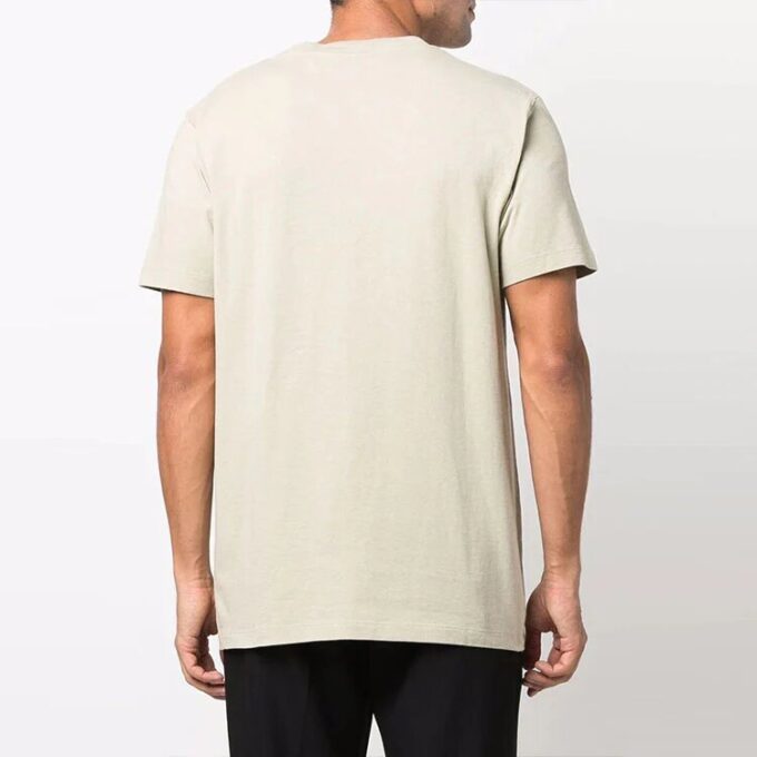 Off-White Herr-T-shirt med logotryck, rund hals och korta ärmar, ljusbrun