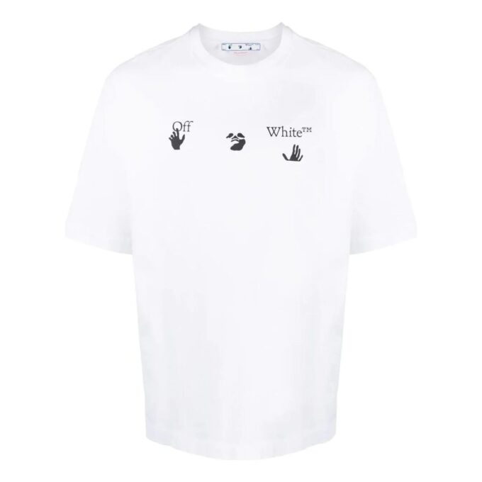 Off-White Herr-T-shirt med logotryck, rund hals och korta Shorts