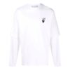 Off-White Herr T-shirt med logotryck, rund hals och långa ärmar, vit