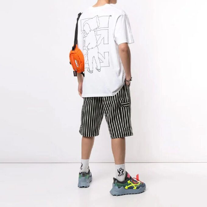 Off-White Herr-T-shirt med logotyp, graffiti, rund hals, korta ärmar och lös passform, vit T-shirt